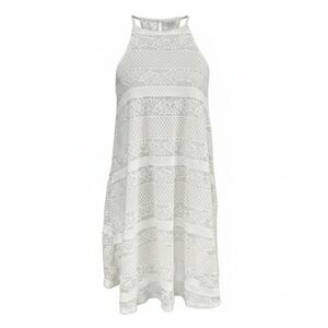 Vtg Wild Daisy Swing‎ Dress Medium Ivory Lace Overlay Trapeze Made in USA